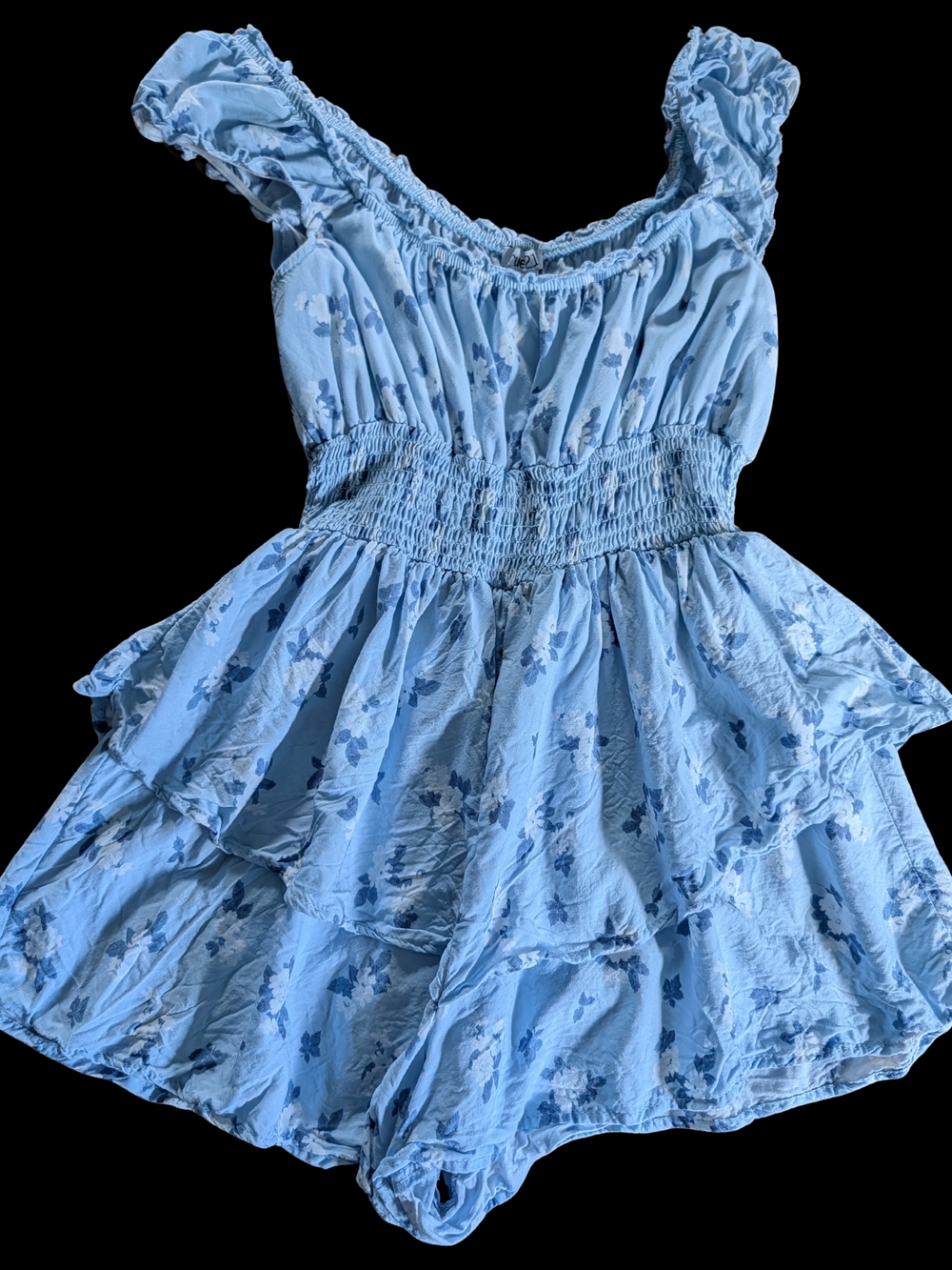 Rue21 Light Blue Floral Tiered Romper